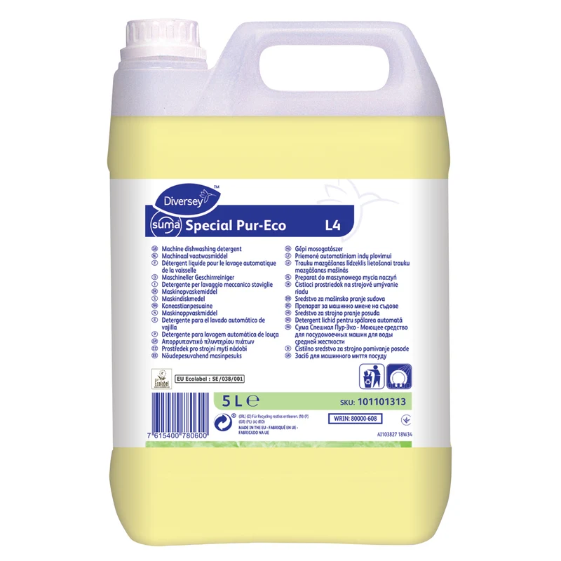 DETERGENT LIQUIDE VAISSELLE EAU DURE SUMA SPECIAL PURECO (L4) ECOLABEL EU 5L