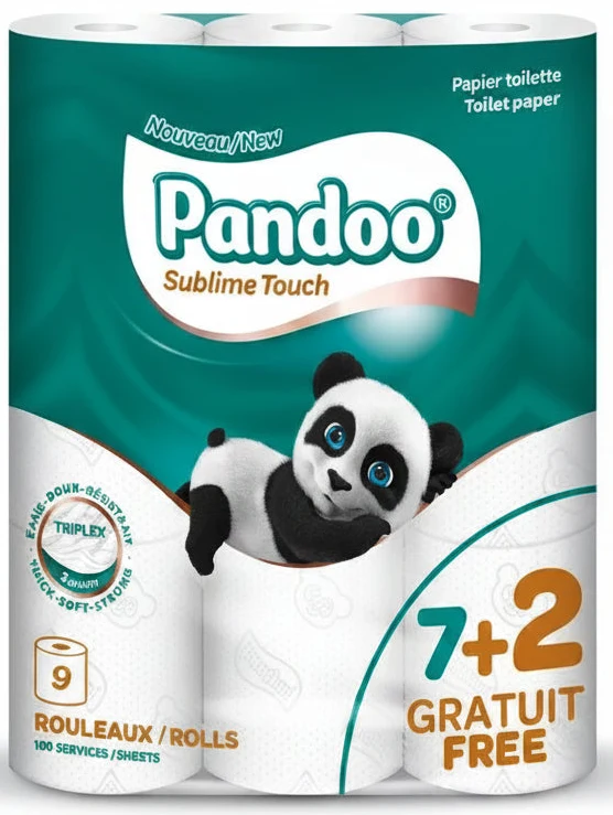 7+2 Rouleaux de papier toilette 3 plis PANDOO