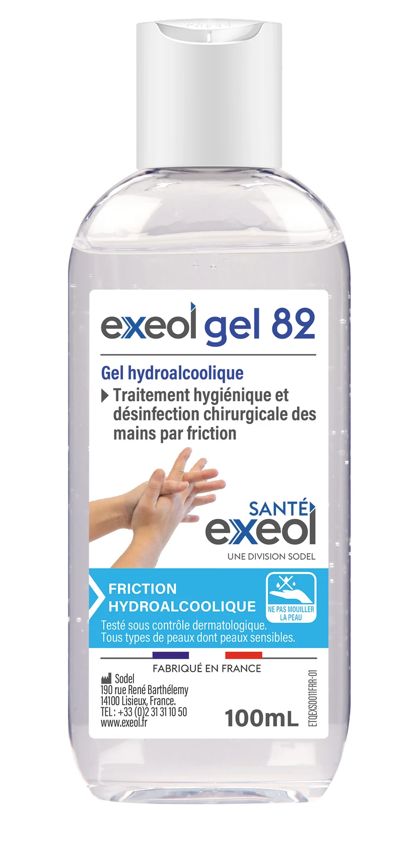 GEL HYDROALCOOLIQUE EXEOL GEL 82 FLACON 100ML