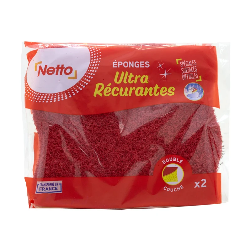 NETTO Eponges gratt. rouges x2 -J12