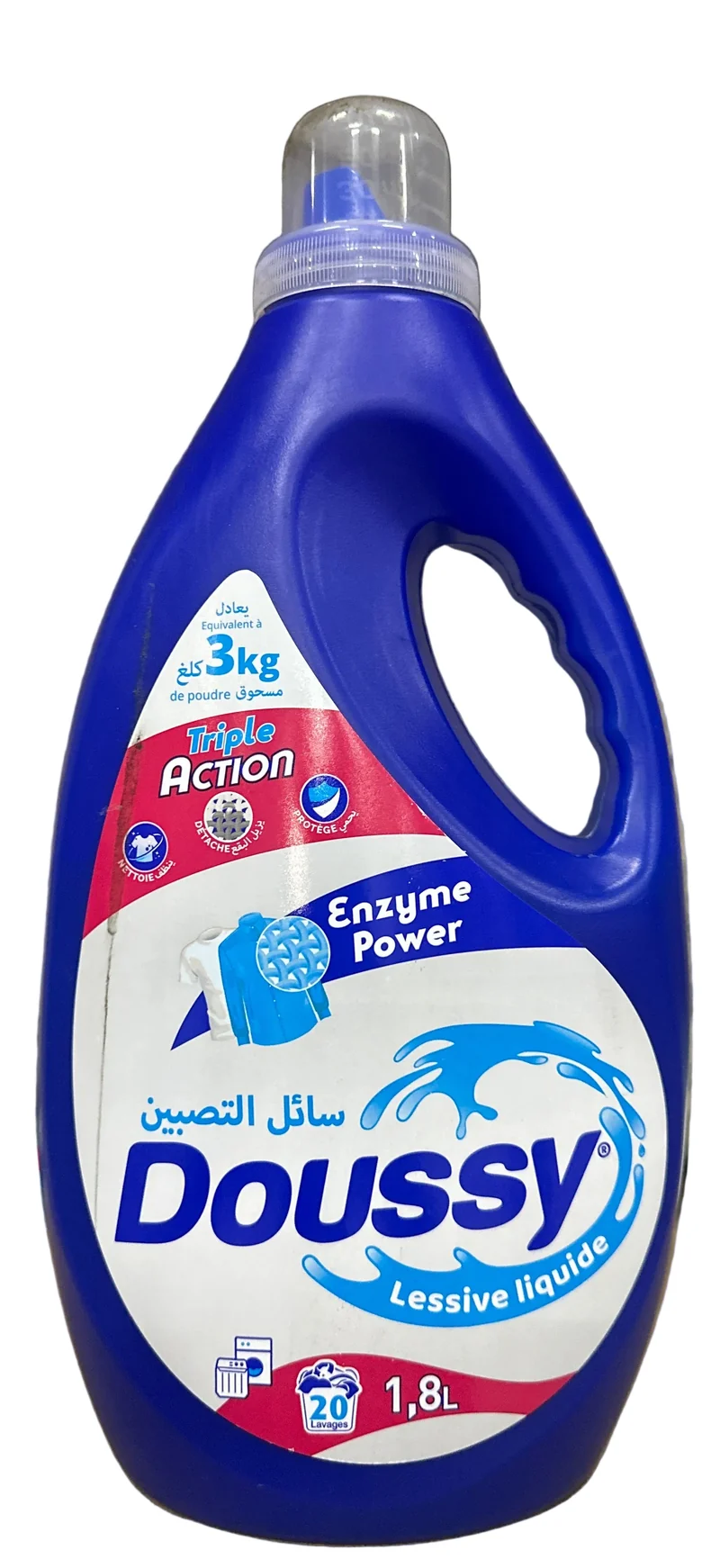 Détergent Liquide 20 lavages Enzyme Power Frais Bleu Triple action Doussy 1,8L
