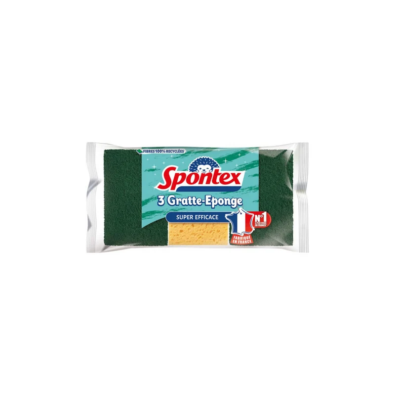 SPONTEX Eponge à récurer grattantes super efficaces lot de 3 50g -J64