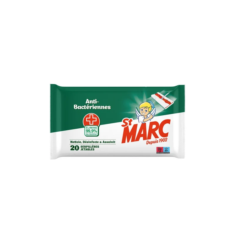 SAINT MARC Lingette Serpillières Jetables AntiBactériennes 50g -J61/60