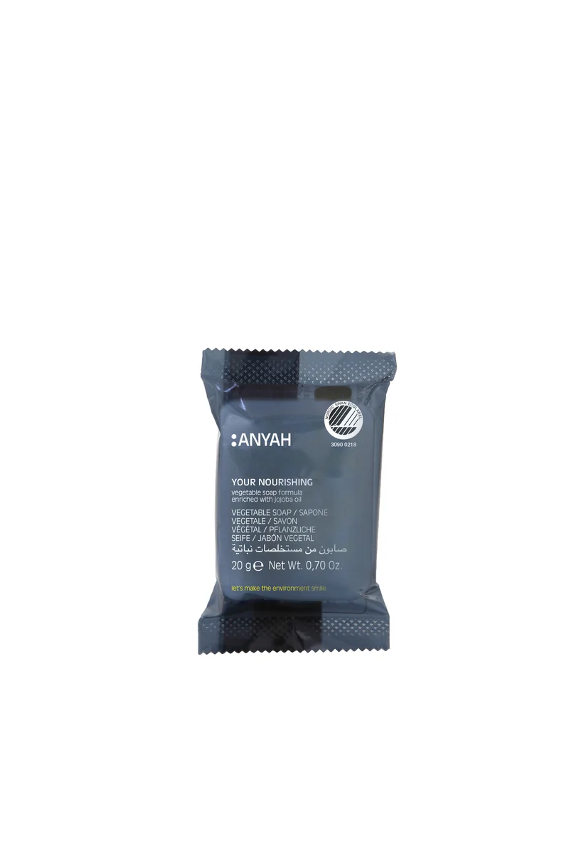 SAVON MAINS VÉGÉTAL RECTANGULAIRE ANYAH NORDIC SWAN ECOLABEL 20G SACHET X300