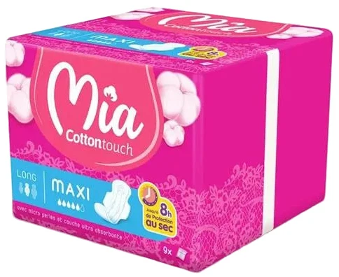 9 Serviettes hygiénique Rose maxi L Mia