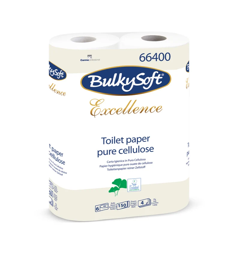PAPIER TOILETTE PETIT ROULEAU BULKYSOFT® BLANC 150 FORMATS 4 PLIS ECOLABEL X60
