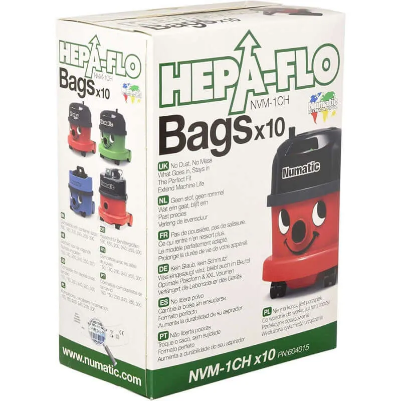 Sac Aspi HEPAFLO JEU DE 10 FILTRES 9 LITRES - NUMATIC
