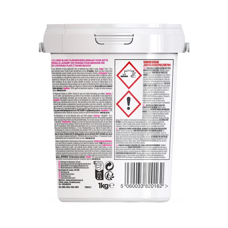 Détachant en Poudre OXI Miracle Pour Linge Blancs The Pink Stuff 1kg