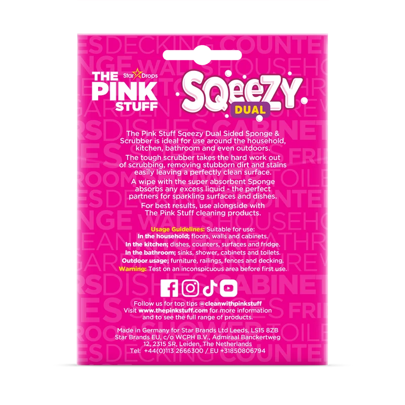 Éponge et grattoir double face Sqeezy The Pink Stuff