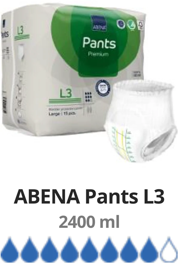 15 Couches Culotte pour adulte Abena Premiun Taille L3 (100 - 140 cm)
