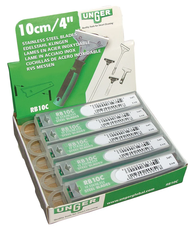 Lames de rechange pour GRATTOIR SOL/VITR 10 cm. étui de 10 pcs