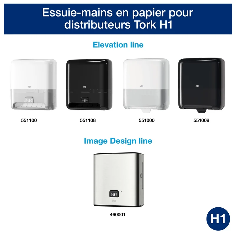 ESSUIE-MAINS ROULEAU TORK MATIC® UNIVERSAL H1 BLANC 280M 1 PLI ECOLABEL X6