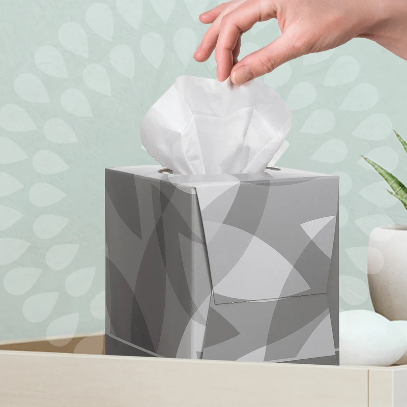 MOUCHOIR BOÎTE CUBIQUE KLEENEX® BLANC 90 FORMATS 2 PLIS X12