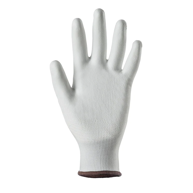 Gant nylon tricoté blanc enduit polyuréthane paume et doigts
