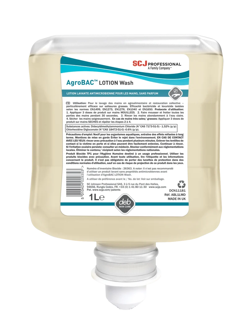 SAVON ANTIMICROBIEN AGROBAC® LOTION WASH CARTOUCHE 1L X6