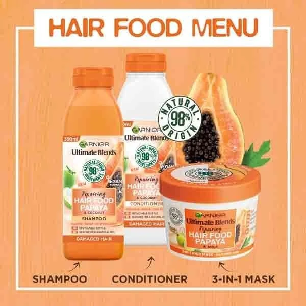 Shampooing Réparateur Papaye pour Cheveux Abîmés Garnier Ultra Doux 350 ml