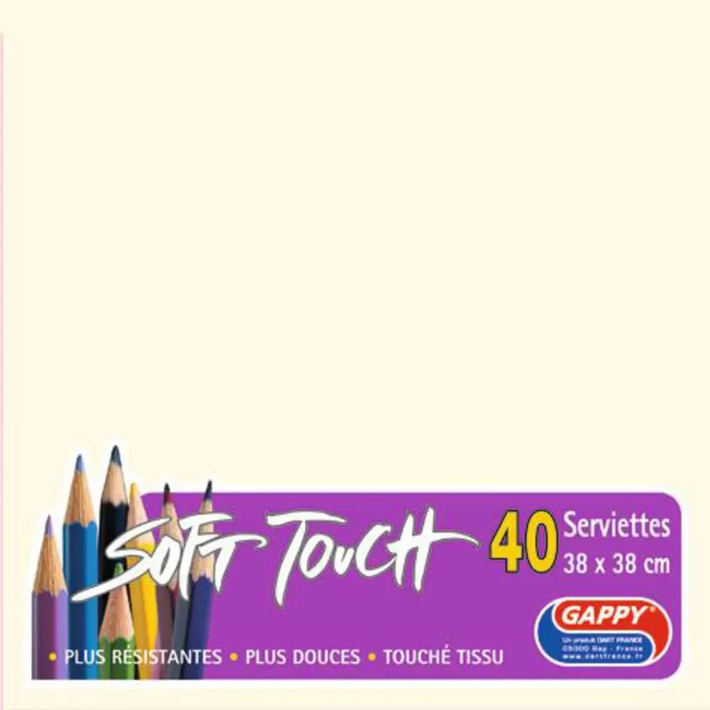 Serviettes soft touch 38x38cm 2 plis