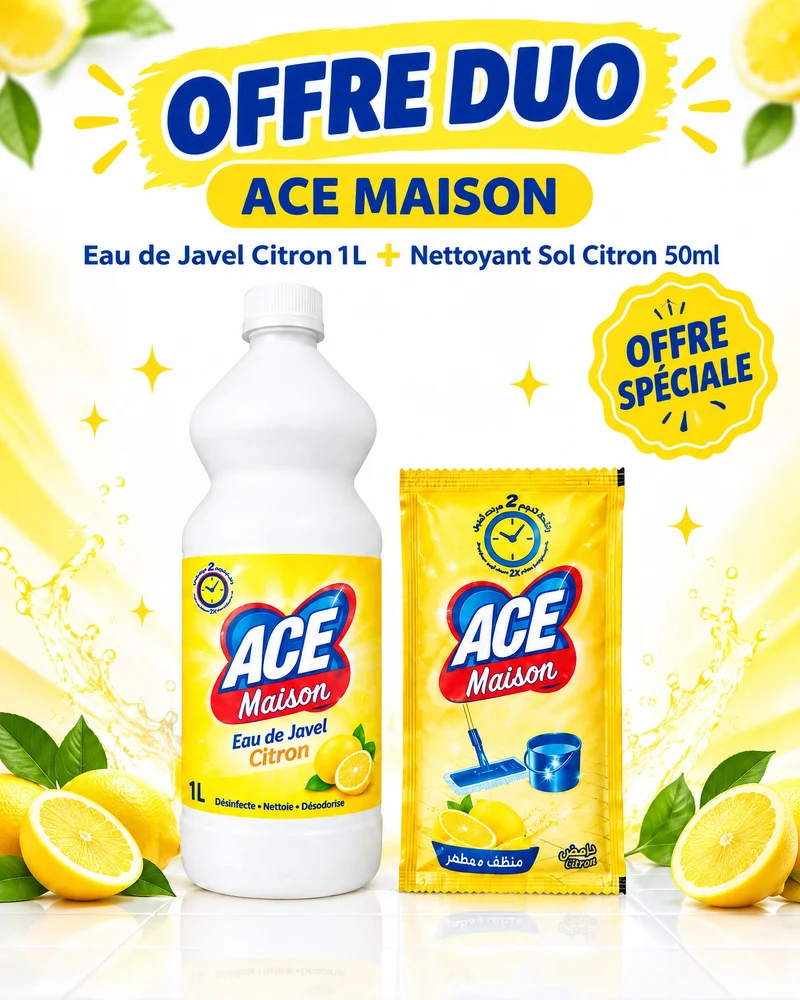 Eau De Javel Ace Citron 1l+ACE Maison 50ml