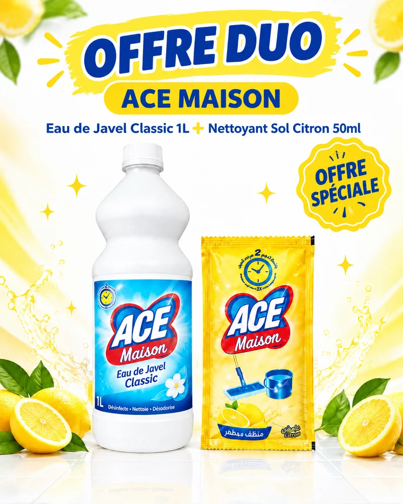 Eau De Javel Ace Classic 1L+ACE Maison 50ml